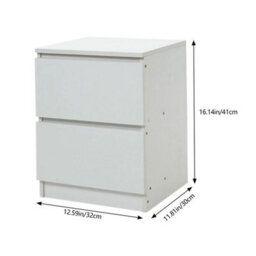 Modern Bed Side Cabinet Bedroom Storage 2Drawer Nightstand Side Shelf Storage - thumbnail 2