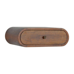 Artisan Furniture Solid Wood Wall Mounted Round Chestnut Bedside, 1 Drawer, Brown - thumbnail 4