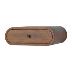 Artisan Furniture Solid Wood Wall Mounted Round Chestnut Bedside, 1 Drawer, Brown - thumbnail 3