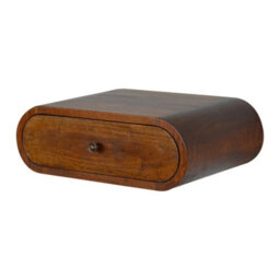 Artisan Furniture Solid Wood Wall Mounted Round Chestnut Bedside, 1 Drawer, Brown - thumbnail 6