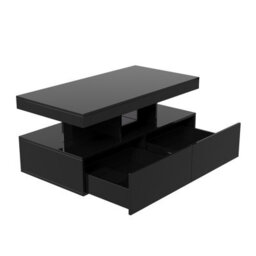 Coffee Table, High Glossy Color Adjustable Led Coffee Tables For Living Room, With Open Display Shelf And 2 Drawers, Tea Table - thumbnail 8
