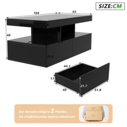 Coffee Table, High Glossy Color Adjustable Led Coffee Tables For Living Room, With Open Display Shelf And 2 Drawers, Tea Table - thumbnail 7