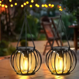 2Xsolarpowered Led Hanging Lantern Lights Waterproof Outdoor Garden - thumbnail 2