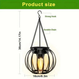 2Xsolarpowered Led Hanging Lantern Lights Waterproof Outdoor Garden - thumbnail 3