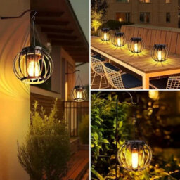 2Xsolarpowered Led Hanging Lantern Lights Waterproof Outdoor Garden - thumbnail 8