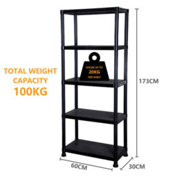 Crystals Set Of 2 5 Tier Plastic Racking Shelf Heavy Duty Garage Shelving Storage Unit Organiser - thumbnail 2