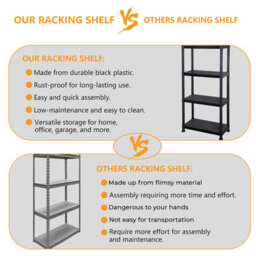 Crystals Set Of 2 5 Tier Plastic Racking Shelf Heavy Duty Garage Shelving Storage Unit Organiser - thumbnail 6