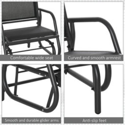 Outsunny Outdoor Gliding Swing Chair Garden Seat W/ Mesh Seat Curved Back Steel - thumbnail 7