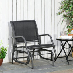 Outsunny Outdoor Gliding Swing Chair Garden Seat W/ Mesh Seat Curved Back Steel - thumbnail 4