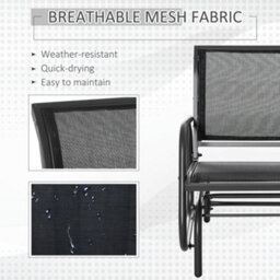 Outsunny Outdoor Gliding Swing Chair Garden Seat W/ Mesh Seat Curved Back Steel - thumbnail 6