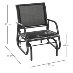 Outsunny Outdoor Gliding Swing Chair Garden Seat W/ Mesh Seat Curved Back Steel - thumbnail 3