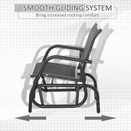 Outsunny Outdoor Gliding Swing Chair Garden Seat W/ Mesh Seat Curved Back Steel - thumbnail 5