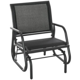 Outsunny Outdoor Gliding Swing Chair Garden Seat W/ Mesh Seat Curved Back Steel - thumbnail 2