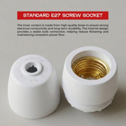 E27 Edison Screw Bulb Holder 6V White With Brass Terminals Heat Resistant For Led Lights Pack Of 6 - thumbnail 6