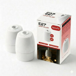 E27 Edison Screw Bulb Holder 6V White With Brass Terminals Heat Resistant For Led Lights Pack Of 6