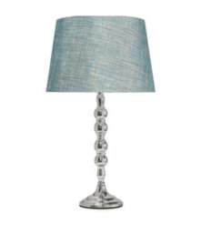 Lighting Supermarket Bergen Slimline Silver Chrome Candlestick Table Lamp, Decorative Modern Light With Choice Of Fabric Shades - thumbnail 1
