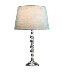 Lighting Supermarket Bergen Slimline Silver Chrome Candlestick Table Lamp, Decorative Modern Light With Choice Of Fabric Shades - thumbnail 2