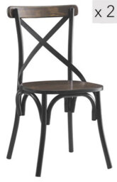 Nordlys Set Of 2 Metal And Gray Wood Dining Chairs Industrial Style Dining Room - thumbnail 1