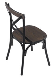 Nordlys Set Of 2 Metal And Gray Wood Dining Chairs Industrial Style Dining Room - thumbnail 4