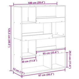 Berkfield Room Divider White 100X33X125.5 Cm Engineered Wood - thumbnail 9