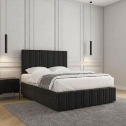 REGIONAL FURNISHINGS Divan Bed Set Black Plush Velvet Upholstered 24Inch Headboard & Footboard 2Drawersfootend & Mattress In 4Ft 4Ft6 5Ft 6Ft - thumbnail 3