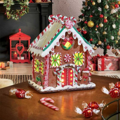 Samuel Alexander 23Cm Battery Operated Led Christmas Gingerbread Candy Chalet Decoration - image 1