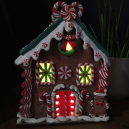 Samuel Alexander 23Cm Battery Operated Led Christmas Gingerbread Candy Chalet Decoration - thumbnail 3
