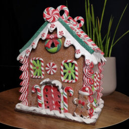 Samuel Alexander 23Cm Battery Operated Led Christmas Gingerbread Candy Chalet Decoration - thumbnail 2