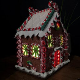 Samuel Alexander 23Cm Battery Operated Led Christmas Gingerbread Candy Chalet Decoration - thumbnail 4