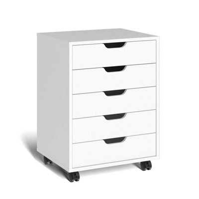 5 Drawer Filing Cabinet, Vertical Rolling Under Desk Drawer Pedestal Storage - image 1