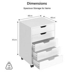 5 Drawer Filing Cabinet, Vertical Rolling Under Desk Drawer Pedestal Storage - thumbnail 2