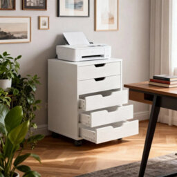 5 Drawer Filing Cabinet, Vertical Rolling Under Desk Drawer Pedestal Storage - thumbnail 5