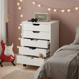 5 Drawer Filing Cabinet, Vertical Rolling Under Desk Drawer Pedestal Storage - thumbnail 6