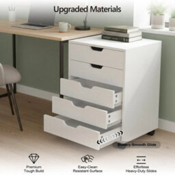 5 Drawer Filing Cabinet, Vertical Rolling Under Desk Drawer Pedestal Storage - thumbnail 3