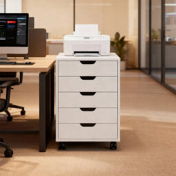 5 Drawer Filing Cabinet, Vertical Rolling Under Desk Drawer Pedestal Storage - thumbnail 4