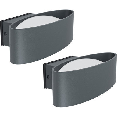2 Pack Ip44 Outdoor Wall Light In Anthracite Aluminium And Steel With 10W Led Bulbs - image 1