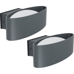 2 Pack Ip44 Outdoor Wall Light In Anthracite Aluminium And Steel With 10W Led Bulbs