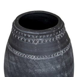 Hill Interiors Etched Collection Vase - Ceramic - L19 X W19 X H25 Cm - Black - thumbnail 3