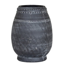 Hill Interiors Etched Collection Vase - Ceramic - L19 X W19 X H25 Cm - Black