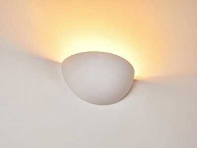 Harper Living Ceramic Wall Light Bowl Shaped, Uplighter White Paintable Finish E14 Socket (No Bulb) - image 1