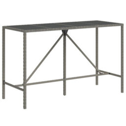 Walplus Bar Table With Glass Top Grey 180X70X110 Cm Poly Rattan - thumbnail 2