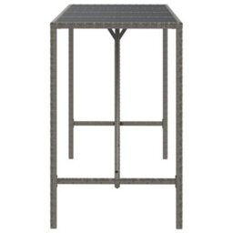 Walplus Bar Table With Glass Top Grey 180X70X110 Cm Poly Rattan - thumbnail 4