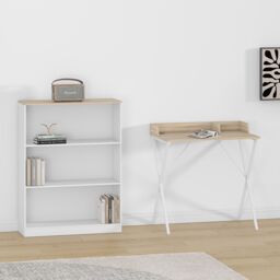 Hadwell Matt White Oak Effect 3 Shelf Rectangular Bookcase, (H)1065mm (W)800mm - thumbnail 6