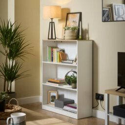 Hadwell Matt White Oak Effect 3 Shelf Rectangular Bookcase, (H)1065mm (W)800mm - thumbnail 1