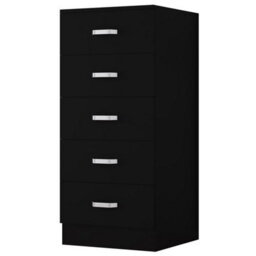Fwstyle Tunis Black 5 Drawer Chest Of Drawers Modern Bedroom Furniture (H) 90 (W) 40 (D) 40Cm - thumbnail 7