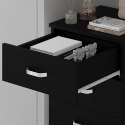 Fwstyle Tunis Black 5 Drawer Chest Of Drawers Modern Bedroom Furniture (H) 90 (W) 40 (D) 40Cm - thumbnail 4