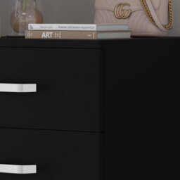 Fwstyle Tunis Black 5 Drawer Chest Of Drawers Modern Bedroom Furniture (H) 90 (W) 40 (D) 40Cm - thumbnail 3