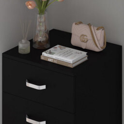 Fwstyle Tunis Black 5 Drawer Chest Of Drawers Modern Bedroom Furniture (H) 90 (W) 40 (D) 40Cm - thumbnail 2