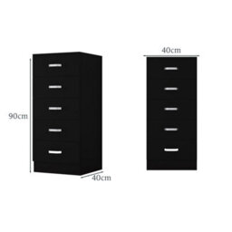 Fwstyle Tunis Black 5 Drawer Chest Of Drawers Modern Bedroom Furniture (H) 90 (W) 40 (D) 40Cm - thumbnail 8