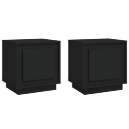 Vidaxl Bedside Cabinets 2 Pcs Black 44X35X45 Cm Engineered Wood - thumbnail 2